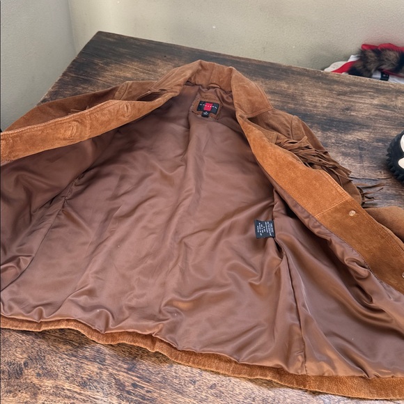 Vintage suede leather Brown Fringe Jacket - Picture 14 of 17